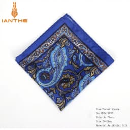 Brand New Men's Handkerchief Vintage Paisley Pocket Square Soft Hankies Wedding Party Business Artificial Silk Chest Towel Gift