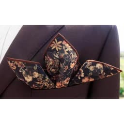 2025 New Floral Printed Pocket Square For Men Formal Silky Soft Handkerchief Wedding Suit Accessories Fashion Brown Yellow Hanky