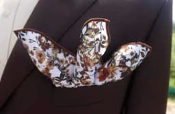 2025 New Floral Printed Pocket Square For Men Formal Silky Soft Handkerchief Wedding Suit Accessories Fashion Brown Yellow Hanky