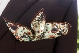 2025 New Floral Printed Pocket Square For Men Formal Silky Soft Handkerchief Wedding Suit Accessories Fashion Brown Yellow Hanky