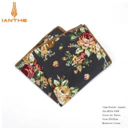 Men's Suits Linen Handkerchiefs Woven Floral Printing Pocket Square Hankies Men's Business Casual Square Pockets Hanky Towel