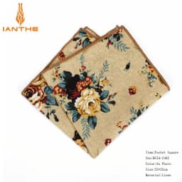 Men's Suits Linen Handkerchiefs Woven Floral Printing Pocket Square Hankies Men's Business Casual Square Pockets Hanky Towel