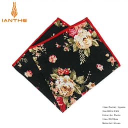 Men's Suits Linen Handkerchiefs Woven Floral Printing Pocket Square Hankies Men's Business Casual Square Pockets Hanky Towel