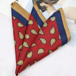 32cm Luxury Men's Paisley Printed Pocket Square Oversized Handkerchief Suit Chest Scarf Solid Red Hanky Formal Dress Accessories