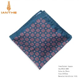 Men's Brand Handkerchief Vintage Geometric Pocket Square Soft Hankies Wedding Party Business Silk Colorful Chest Towel Gift Navy