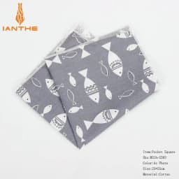 New High Quality Men's 100% Cotton Animals Handkerchief For Man Fish Bear Print Pocket Square Chest Towel SuitS Hankies 25*25cm