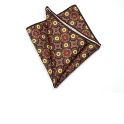 27cm Retro British Style Brown Pocket Square Animal Flower Printed Polyester Handkerchief For Men Towel Formal Suit Tuxedo Hanky