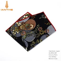 2018 Men's Suits Linen Handkerchiefs Woven Floral Vintage Pocket Square Hankies Men's Business Casual Square Pockets Hanky Towel