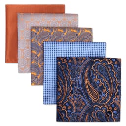 5 Pieces Mens Pocket Squares Set Party Wedding Gift Handkerchief Fashion Formal Bundle Hanky Luxury Unique