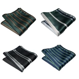 4pcs Men's Classic Pocket Square Towel Paisley Striped Handkerchief Suit Shirt Accessories Wedding Party Navy Red Hanky
