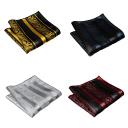 4pcs Men's Classic Pocket Square Towel Paisley Striped Handkerchief Suit Shirt Accessories Wedding Party Navy Red Hanky