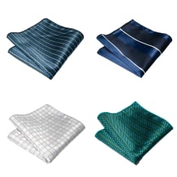 4pcs Men's Classic Pocket Square Towel Paisley Striped Handkerchief Suit Shirt Accessories Wedding Party Navy Red Hanky
