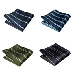 4pcs Men's Classic Pocket Square Towel Paisley Striped Handkerchief Suit Shirt Accessories Wedding Party Navy Red Hanky