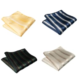 4pcs Men's Classic Pocket Square Towel Paisley Striped Handkerchief Suit Shirt Accessories Wedding Party Navy Red Hanky