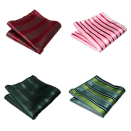 4pcs Men's Classic Pocket Square Towel Paisley Striped Handkerchief Suit Shirt Accessories Wedding Party Navy Red Hanky