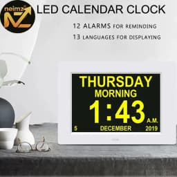 12 Alarms LED Calendar Clock with Multi-languages to Display. Reminding Work and Plans. A Medicine Time Reminder for the Elders.