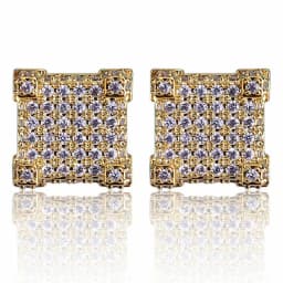 TOPGRILLZ Gold/Silver Color All Iced Out Micro Pave CZ Stone Square Stud Earring Hip Hop Rock Jewelry Earrings For Women Men