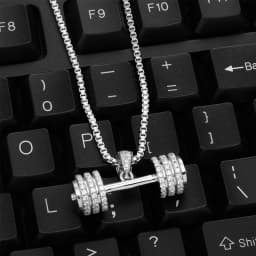 VANAXIN Iced Out Barbell Dumbbell Pendant Men's Hip Hop Fitness Bodybuilding Necklace Women's Gym Casual Sports Jewelry