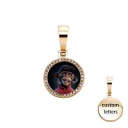 TOPGRILLZ Oversize Large/Small Round Custom Photo NFT Necklace For Digital Art and CryptoArt Couple Pendant Hip Hop Jewelry Gift