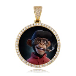 TOPGRILLZ Oversize Large/Small Round Custom Photo NFT Necklace For Digital Art and CryptoArt Couple Pendant Hip Hop Jewelry Gift