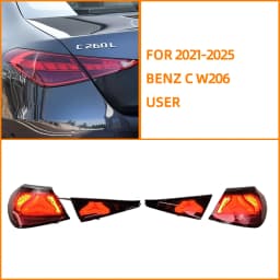 For Mercedes Benz C Class W206 2021-2025 New E-Class W214 Style LED Tail Lights Smoked Dynamic Animation Sequential Rear Lamp