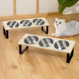 Elevated Cat Bowls with 3 Stainless Steel Bowls 15° Tilted Anti-Vomiting Raised Cat Food Bowl for Small Cats Puppies Accessories