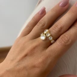 Waterproof Luxury Cubic Zirconia Heart Stainless Steel Open Ring for Women Luxury Gold Color Adjustable Charm Fashion Jewelry