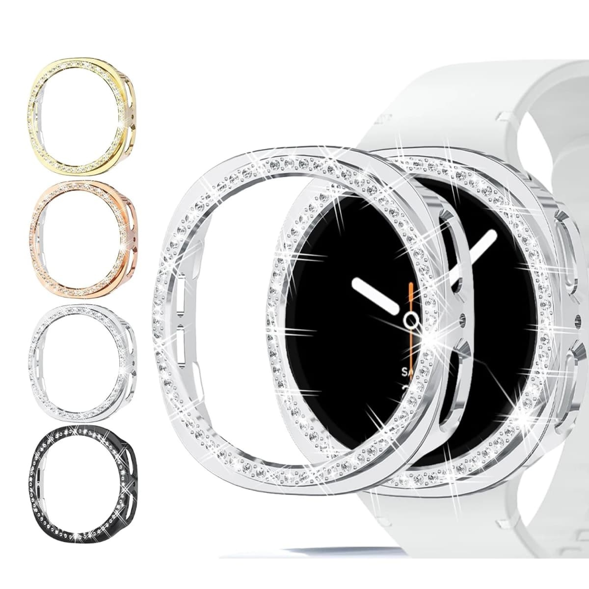 Cute Diamond Hollow PC Case For Samsung Galaxy Watch 9 40mm 44mm Protective For Galaxy Watch 8 44mm Cover Accessories No Glass