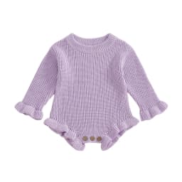 Baby Clothes Newborn Baby Rompers Cotton Knit Baby Girl Romper Long Sleeve Ruffle Trim Infant Baby Boys Jumpsuit Overalls