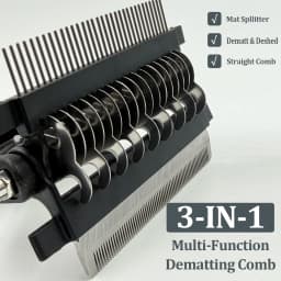 3 in 1 Pet Grooming Hair Brush Dog Deshedding Remover Double Sided Shedding Comb with Stainless Steel Teeth Fur Knot Cutter