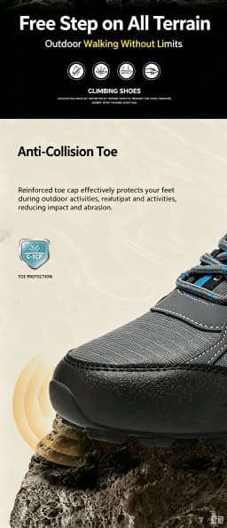 Men's Casual Shoes,Anti-Collision Toe Hiking Sports Shoes,Breathable And Non-Slip,All-terrain Camping Mountain Walking Shoes