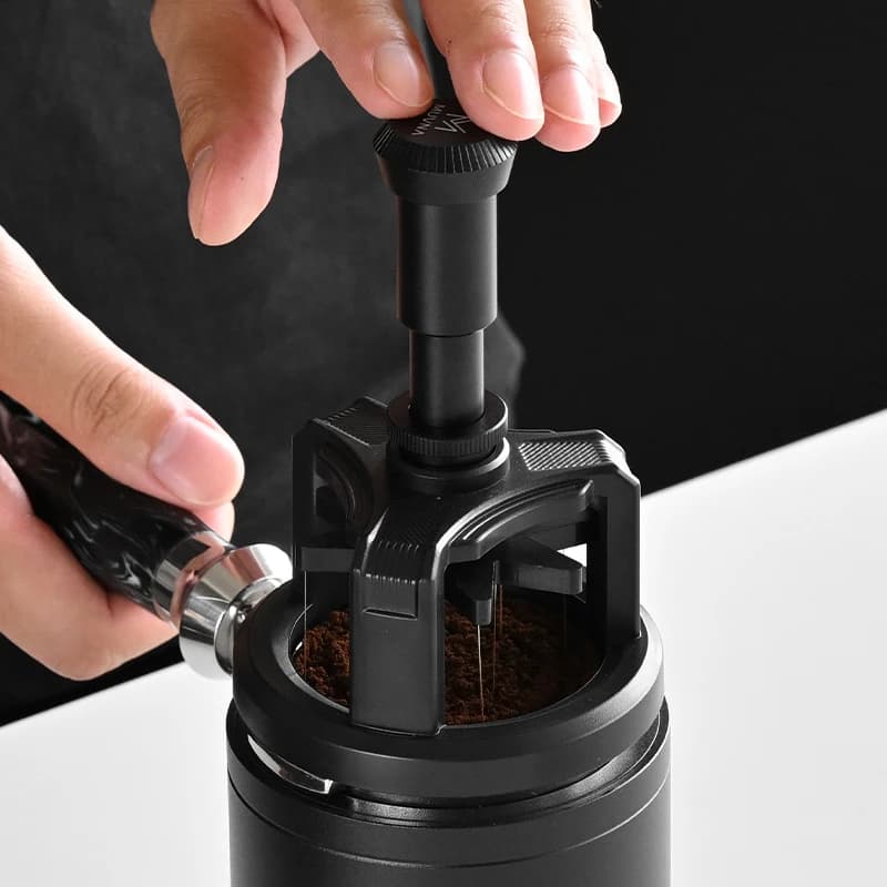 MUVNA WDT Tool Needle Distribution for 51/53/58mm Portafilter, Press to Automatically Rotate with 9 Needles Coffee Accessories