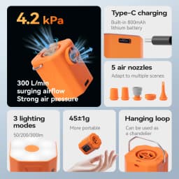 Qunature Air Pump Inflatable Outdoor Electric Inflator for Mattresses Pillows 3-mode lighting Portable Lightweight Pump