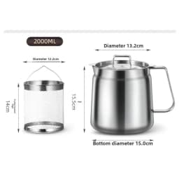 Stainless Steel 2L Deep Fryer Pot with Basket and Oil Strainer, 304 Stainless Steel Deep Frying Pot for French Fries, Chicken