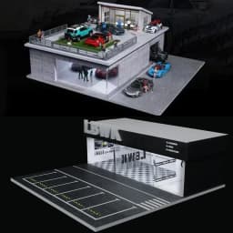 1/64 Scale Car Parking Lot Realistic Miniatures Garage Diorama Scenery Models Car Repair Shop Scene Display Car Garage Model Set