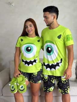Potdemiel Monsters, Inc. Mike Wazowski 3D Printed Pajama Set Adult Kids T-Shirt & Shorts Set Summer Quick-dry Soft Lightweight