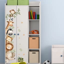 Cute Watercolor Safari Animal Wall Decals Removable Giraffe Elephant Tiger Stickers for Kids Nursery Playroom
