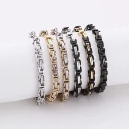 KALEN Wholesale Dubai Stainless Steel Byzantine Chain Bracelet Men Fashion Male 16-24cm Gold Color Wrap Bangle Biker Jewelry