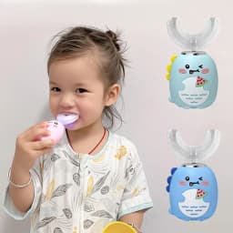 Children U-shaped Electric Toothbrush 360 Degrees Smart Cartoon Kids Silicone Toothbrush Automatic Rechargeable Sonic Toothbrush
