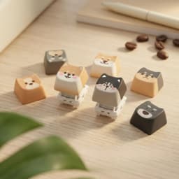 Shiba Inu Puppy Mechanical Keyboard Fidget Spinner 3D Printed Base Removable Keycap Stress Relief Toys Portable Keychain Gifts