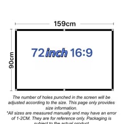 1 Pcs Curtain Anti-Light 60/72/84/100/120 Inches Projection Screens For Home Outdoor Office Projector Portable Projector Screen