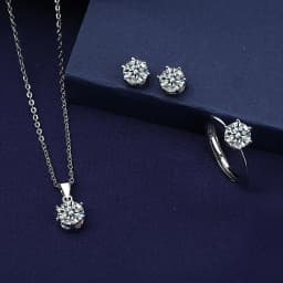 Hot Sale 925 Sterling Silver Moissanite Jewelry Set for Women Necklace Earrings Ring Set, Luxury Bridal Wedding Jewelry Gift