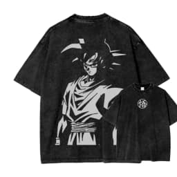 Anime Dragon Ball Cosplay Washed T-Shirt Cotton Short Sleeve Loose Large Casual Sports Fitness T-Shirt Men's Harajuku Clothing