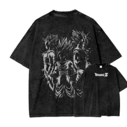 Anime Dragon Ball Cosplay Washed T-Shirt Cotton Short Sleeve Loose Large Casual Sports Fitness T-Shirt Men's Harajuku Clothing