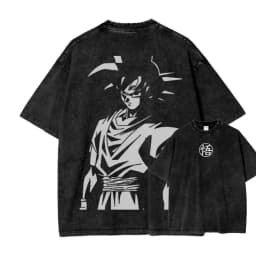 Anime Dragon Ball Cosplay Washed T-Shirt Cotton Short Sleeve Loose Large Casual Sports Fitness T-Shirt Men's Harajuku Clothing