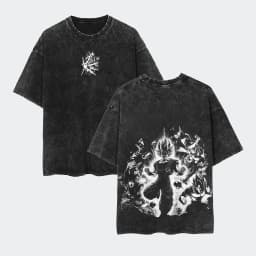 Anime Dragon Ball Cosplay Washed T-Shirt Cotton Short Sleeve Loose Large Casual Sports Fitness T-Shirt Men's Harajuku Clothing