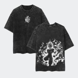 Anime Dragon Ball Cosplay Washed T-Shirt Cotton Short Sleeve Loose Large Casual Sports Fitness T-Shirt Men's Harajuku Clothing