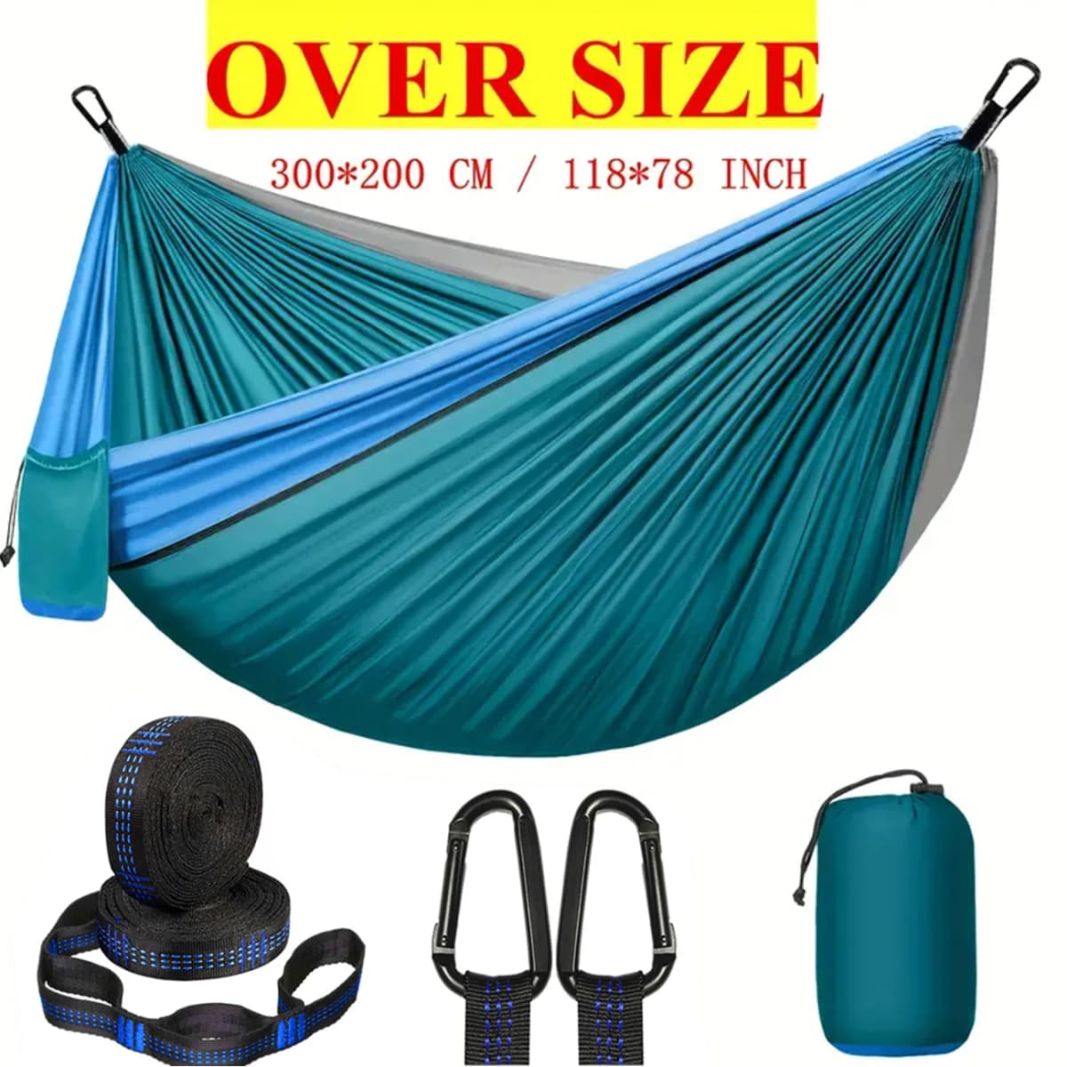 Outdoor Camping Hammock, Single & Double Person Heavy Duty Hammock with Carrying Bag and Tree Straps for Picnic Beach Travel