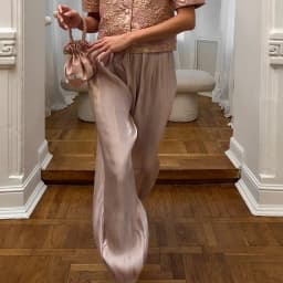 Elegant Pink Crepe Loose Bloomers For Woman Street Chic Pleated Trousers Female Autumn Vintage High Waist Balloon Pants