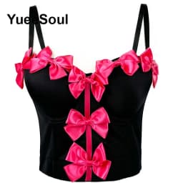 Black Crop Tops 2025 New Y2K Gothic Wedding Party Club High Street Casual Sexy Tank Top Pearl Sequins Corset Top Women Clothing